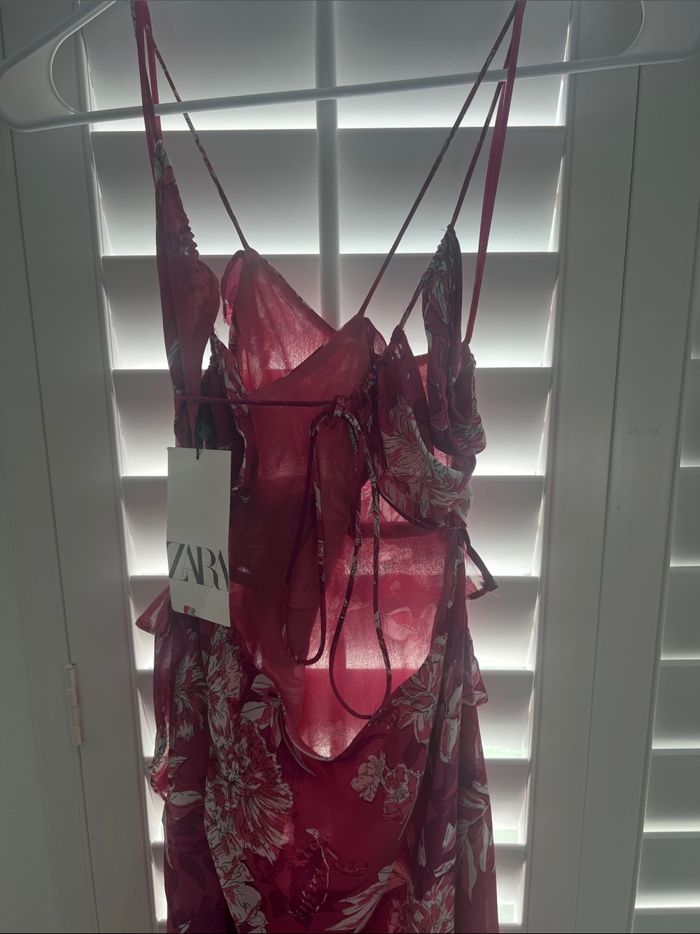 Zara Raspberry Pink Floral Ruffle Slip Maxi Dress - Picture 5 of 6